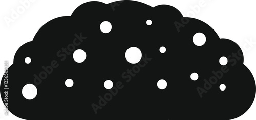 Simple black bush silhouette with round white spots growing in a garden, isolated illustration