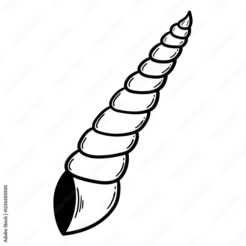 Hand drawn doodle shell on a white background. Hand drawn doodle shell on a white background.