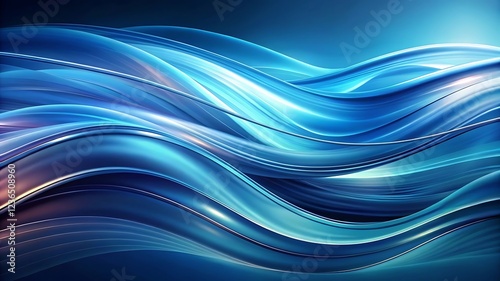 Abstract Blue Waves with Smooth Curves – Fluid Motion Design for Digital Backgrounds