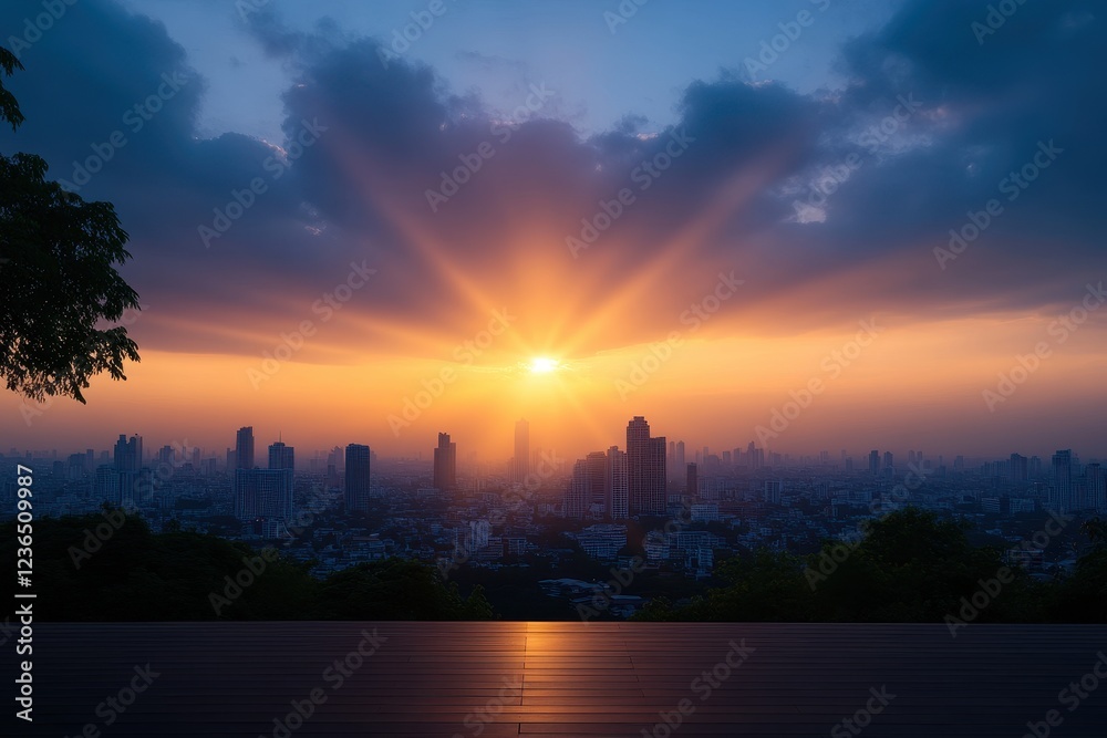 Stunning cityscape view at sunset with vibrant skies and urban architecture highlighting evening atmosphere Stunning cityscape view at sunset with vibrant skies and urban architecture highlighting evening atmosphere