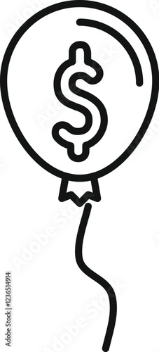 Minimalist vector illustration representing the concept of financial growth, featuring a dollar sign inside a balloon