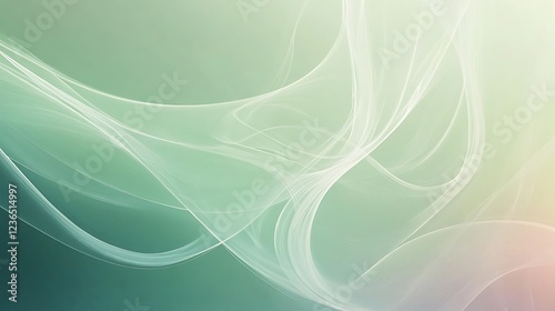 Abstract Green Background With Flowing White Lines