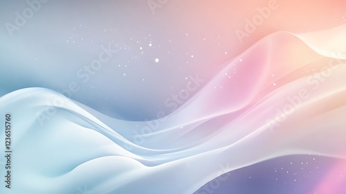Abstract Pastel Waves with Soft Glowing Particles Background