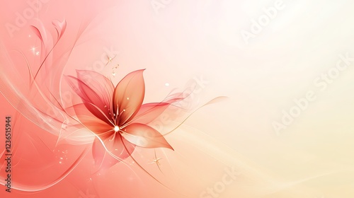 Abstract Red Flower with Delicate Swirling Lines Design
