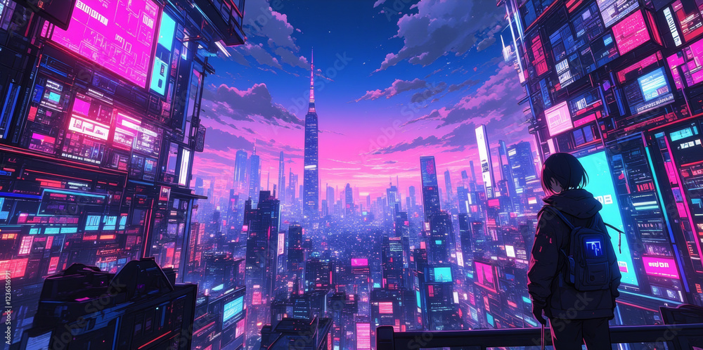 Fototapeta premium anime wallpaper abstract illustration background.