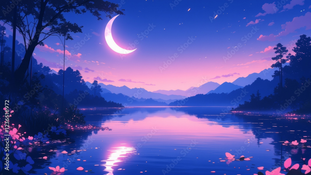 Naklejka premium anime wallpaper abstract illustration background.