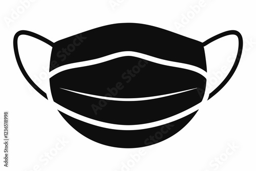 surgical mask icon vector black on white background. Medical mask stack icon vector design templates. Health mask icon vector design illustration in trendy style

