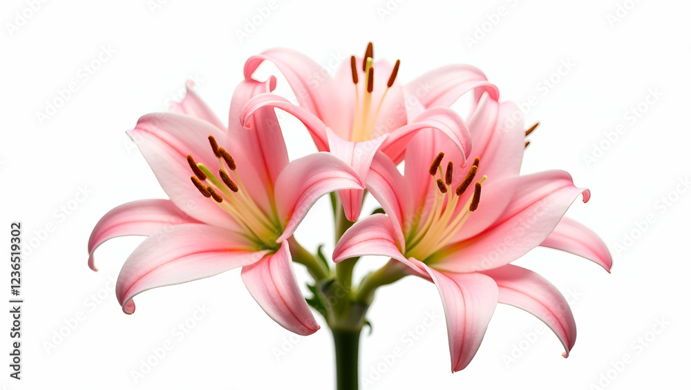 Fototapeta premium Title: A Vibrant and Delicate Bouquet of Pink Lily Flowers