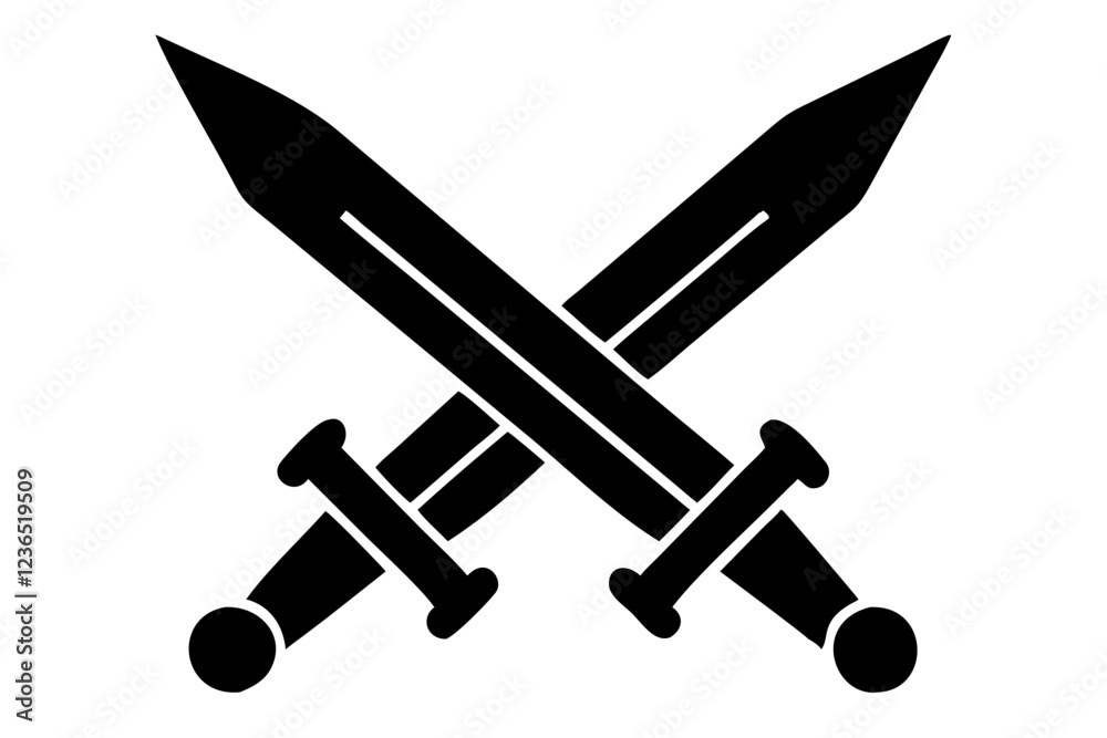 Swords black icon vector isolated on a white-background. Swords black icon vector isolated on a white-background.