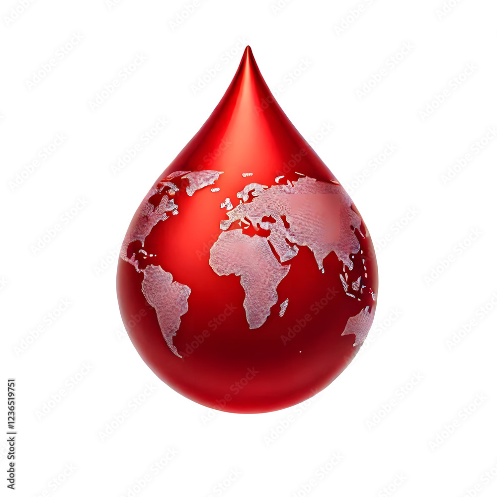 Obraz premium Red drop for World Health Day, isolated on transparent background