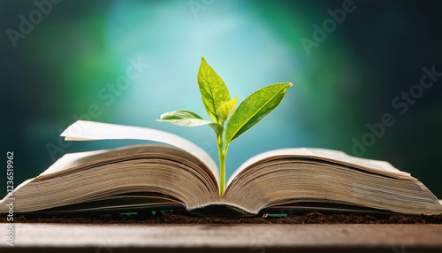 a sprout of a seed out of a large open bible