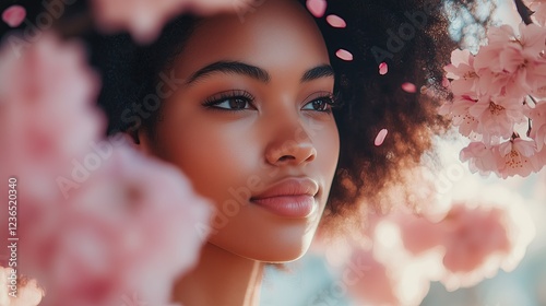 Graceful Beauty Among Cherry Blossoms Dreamy Spring Portrait Dreamy and poetic female portrait photography Seasonal beauty and nature inspired fashion portraits Soft-focus romantic springtime imagery