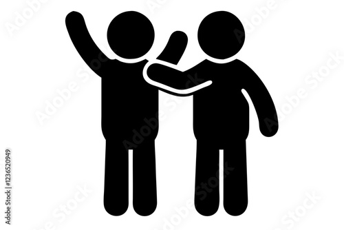 two people waving black icon vector isolated on white background. People couple shake icon simple vector Service support
