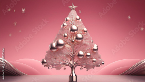 excursion tree balloon steel christmas tree design on pink background
