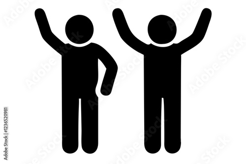 two people waving black icon vector isolated on white background. People couple shake icon simple vector Service support
