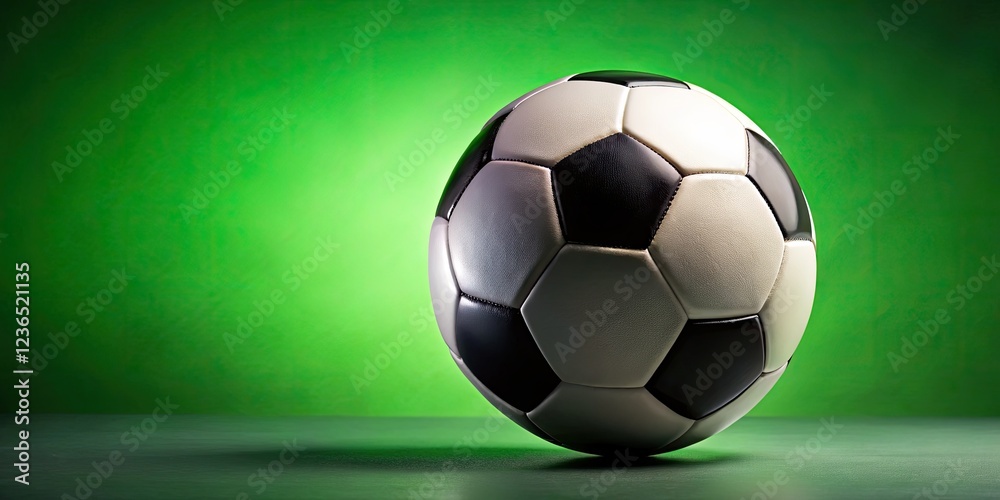 Naklejka premium High-resolution panoramic image: a classic green field and soccer ball, perfect for sports-themed projects.