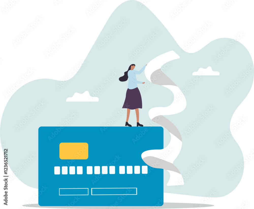 Credit card debt problem, overspend or shopping trouble,business concept.flat character. Credit card debt problem, overspend or shopping trouble,business concept.flat character.