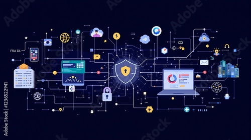 Wallpaper Mural Cybersecurity and Data Protection – Secure Digital Network Background Torontodigital.ca