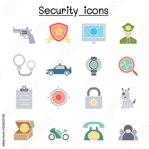 Security icon set in thin line style