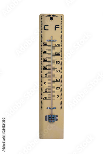 Thermomiter made from wooden in old or vintage style isolate