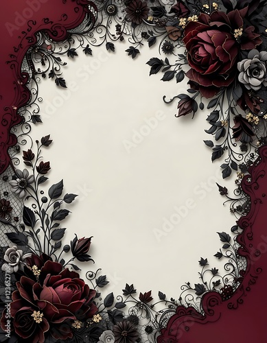 Dark Roses and Black Lace Frame Design