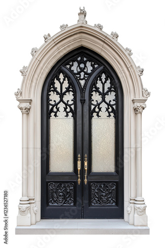 Wallpaper Mural Gothic Cathedral Double Door with Ornate Stained Glass and Sculpted Details Torontodigital.ca