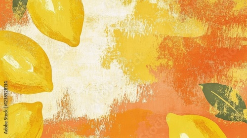 Grunge lemon burnt yellow gold orange gradient rough painted brushstrokes texture happy abstract background design element