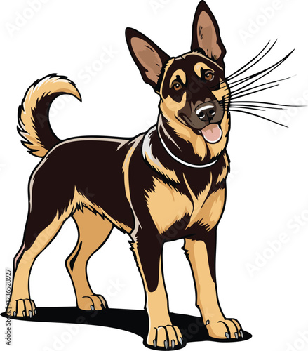 Belgian Malinois dog mascot logo design concept vector illustration white background