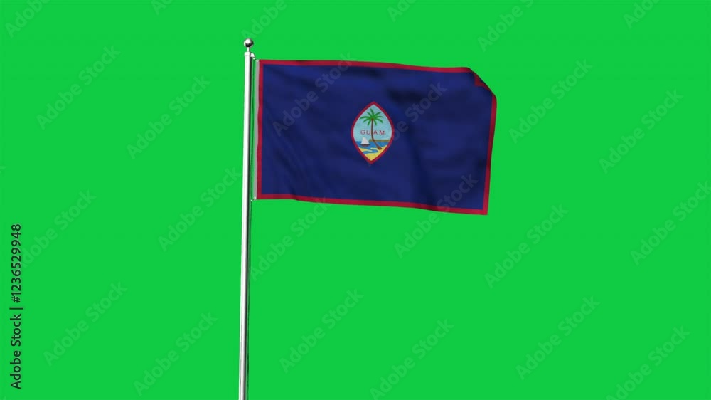 High detailed flag of Guam. National Guam flag. Oceania. 3D Render.