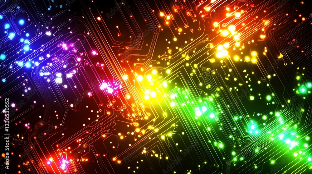 Naklejka premium Abstract Colorful Circuit Board Design Showing Technology