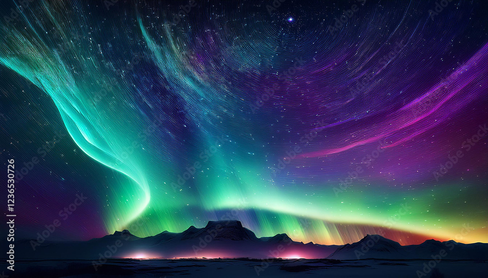 Obraz premium northern lighting aurora borealis with starry inside the night sky