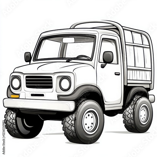 Cute Cartoon Vehicle Illustration for Coloring Activities and Fun
