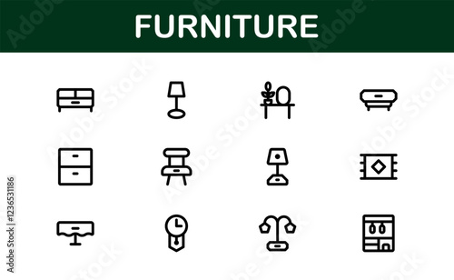 Furniture Icons for Interior Designers. Scalable Graphics for Modern, Classic, and Minimalist Furniture