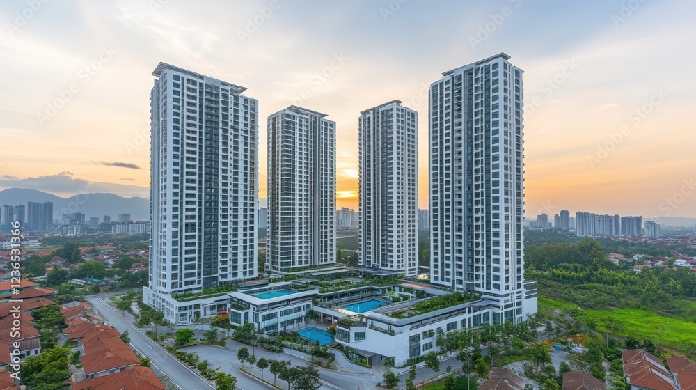 Obraz premium Sunrise over Luxurious High-Rise Condominiums