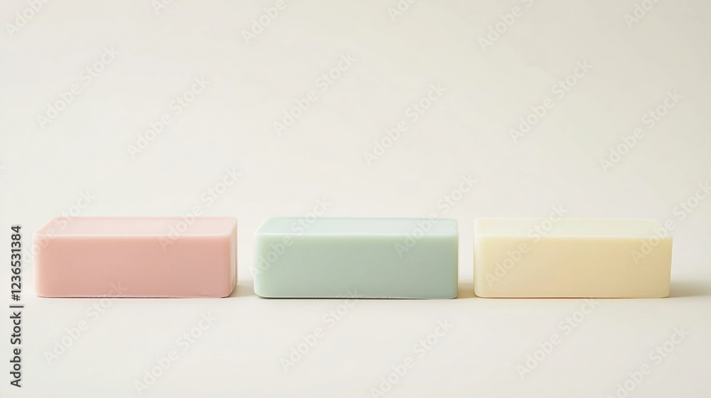 An elegant Soap with empty label. The design should be minimalist and modern, featuring soft pastel colors to convey sophistication. An elegant Soap with empty label. The design should be minimalist and modern, featuring soft pastel colors to convey sophistication.
