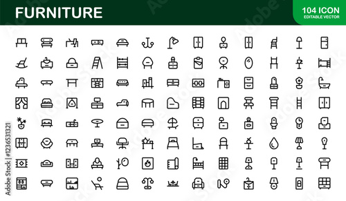 Furniture Icons for Interior Designers. Scalable Graphics for Modern, Classic, and Minimalist Furniture