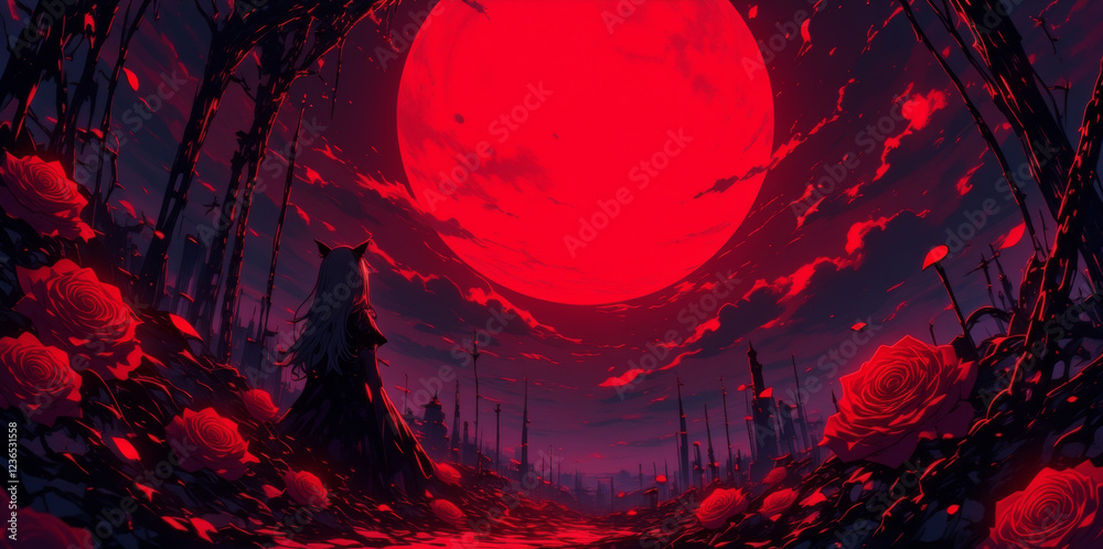 Fototapeta premium anime wallpaper abstract illustration background.