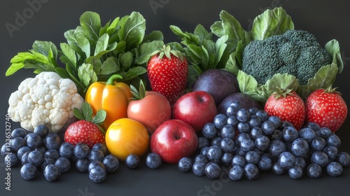 Wallpaper Mural Vibrant still life of fresh fruit and vegetables healthy eating abundance wholesome delicious Torontodigital.ca