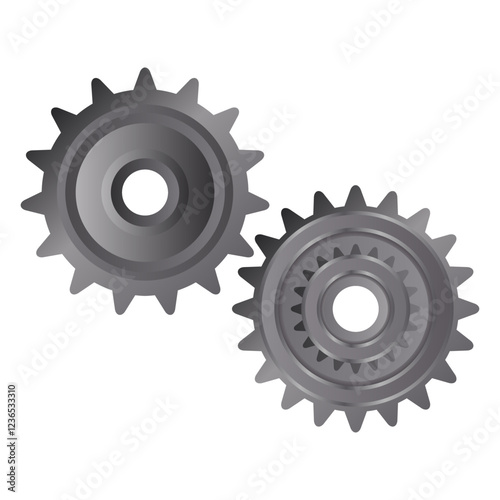 Gear Power Machine Parts Vector. Industrial Equipment Gear Elements. Gear Icons.