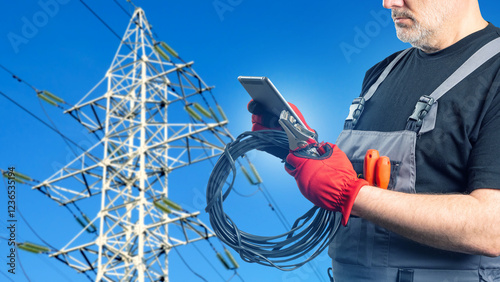 Wire in hands man electrici...
