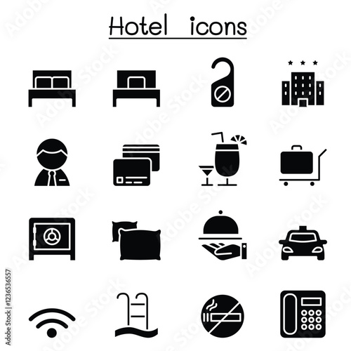 Hotel icon set in thin line style