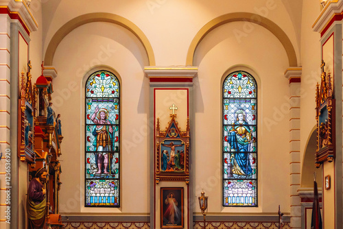 Colored glass Stained glass windows in church, Christianity, colored window