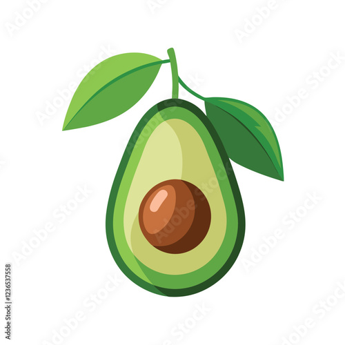  avocado with leaves vector illustration