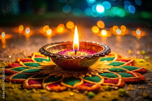 Traditional Diwali Diya Lamp Illuminating the Darkness photo