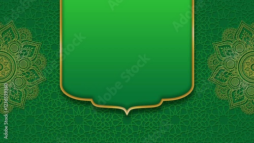 Formal Green Islamic Ramadan Background Animation with Empty Text Area Greeting Card Stock Video - Authentic Middle East and Indian Style Background with Copy Space