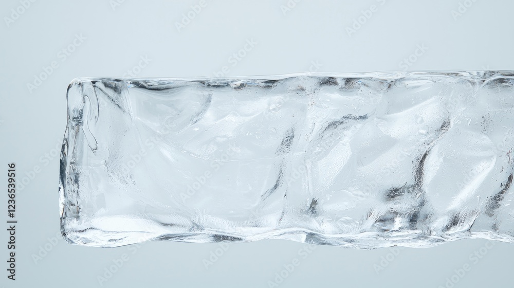 Fototapeta premium Clear ice block, studio shot, grey background, drink cooler