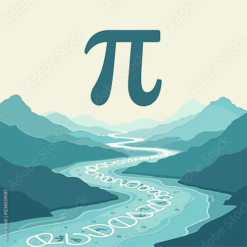 Pi's Flowing River: A Symbolic Representation of Infinity's Unfolding Journey