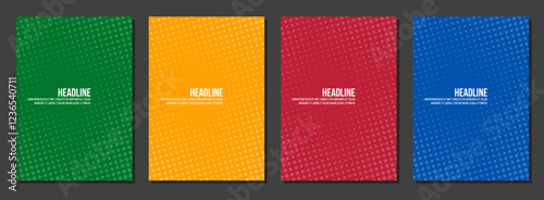 minimalistic halftone red yellow green blue cover design templates