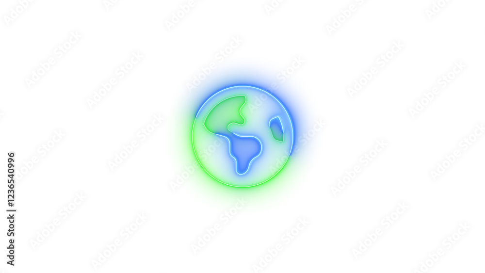 Earth americas icon glowing neon blue green gradient color Earth americas icon glowing neon blue green gradient color