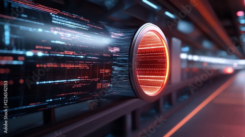 A futuristic data bridge projecting holographic signal paths